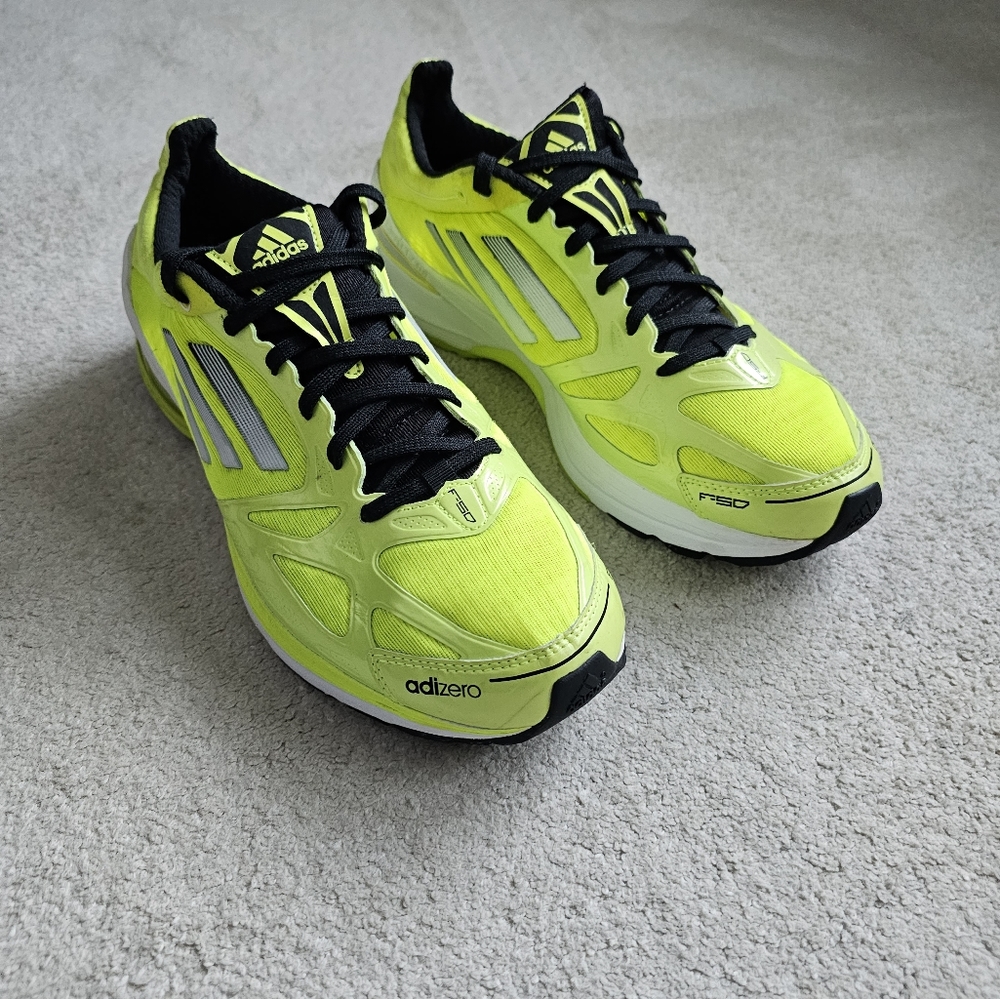 Adidas Men’s Neon Yellow And Black Running Shoes Size… Gem